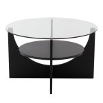U-Shaped Black Wood Contemporary Glass Coffee Table