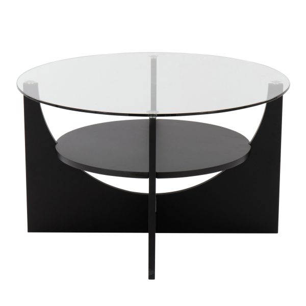 U Shaped Black Wood Contemporary Glass Coffee Table 5