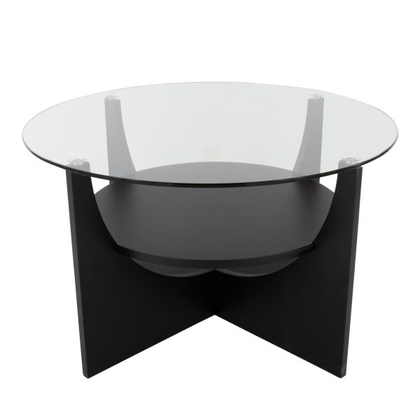 U Shaped Black Wood Contemporary Glass Coffee Table 6