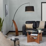 U-Shaped Contemporary Walnut and Glass Coffee Table