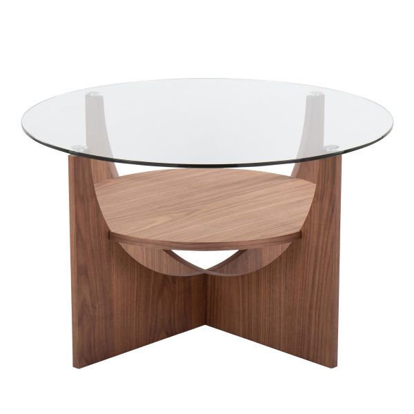 U Shaped Contemporary Walnut and Glass Coffee Table 5
