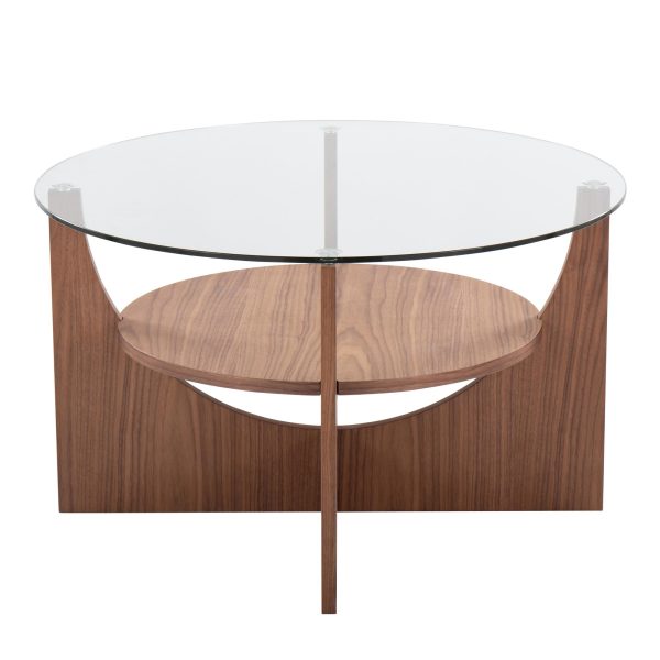 U Shaped Contemporary Walnut and Glass Coffee Table 6
