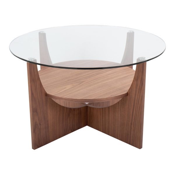 U Shaped Contemporary Walnut and Glass Coffee Table 7