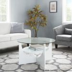 U-Shaped White Contemporary Glass Top Coffee Table