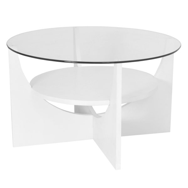 U Shaped White Contemporary Glass Top Coffee Table 4
