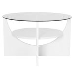 U-Shaped White Contemporary Glass Top Coffee Table