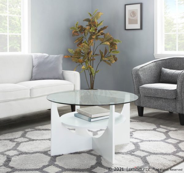 U Shaped White Contemporary Glass Top Coffee Table