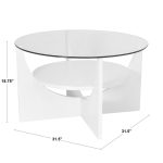 U-Shaped White Contemporary Glass Top Coffee Table