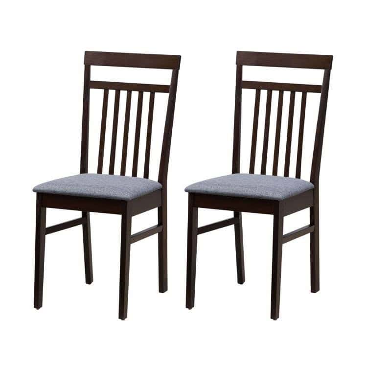Grey Upholstered Wood Dining Chair with Cushioned Seat (Set of 2) 1 Grey Upholstered Wood Dining Chair with Cushioned Seat (Set of 2)