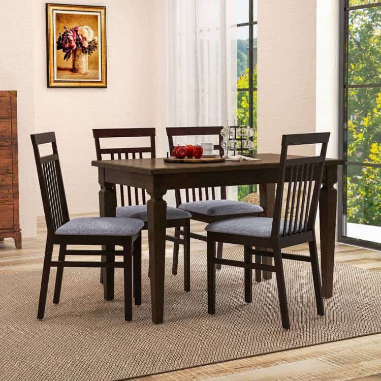 Grey Upholstered Wood Dining Chair with Cushioned Seat (Set of 2) 2 Grey Upholstered Wood Dining Chair with Cushioned Seat (Set of 2) - Image 2