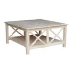 Square Unfinished Solid Wood Coffee Table with Bottom Shelf 4 Square Unfinished Solid Wood Coffee Table with Bottom Shelf