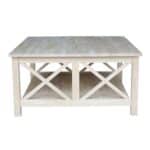 Square Unfinished Solid Wood Coffee Table with Bottom Shelf 5 Square Unfinished Solid Wood Coffee Table with Bottom Shelf