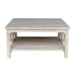 Square Unfinished Solid Wood Coffee Table with Bottom Shelf 6 Square Unfinished Solid Wood Coffee Table with Bottom Shelf