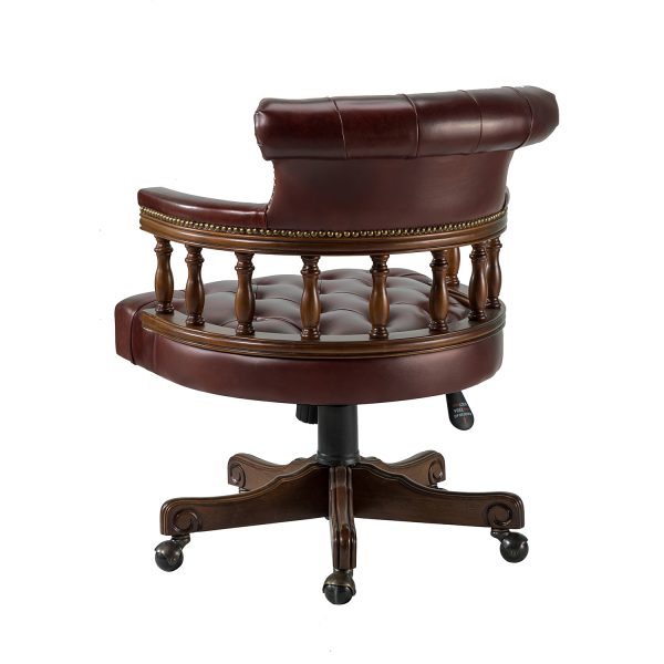 Uberto Burgundy Genuine Leather Button Tufted Swivel Executive Chair 2
