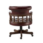 Uberto Burgundy Genuine Leather Button Tufted Swivel Executive Chair