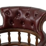 Uberto Burgundy Genuine Leather Button Tufted Swivel Executive Chair
