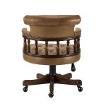 Uberto Camel Genuine Leather Button Tufted Swivel Executive Chair