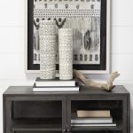 Uhura I Small Cream Black Patterned Cylindrical Vase