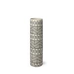 Uhura I Small Cream Black Patterned Cylindrical Vase