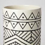 Uhura I Small Cream Black Patterned Cylindrical Vase