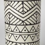 Uhura I Small Cream Black Patterned Cylindrical Vase