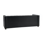 Ulysses Black Genuine Leather Channel-Tufted Modern Sofa