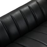Ulysses Black Genuine Leather Channel-Tufted Modern Sofa