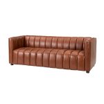 Ulysses Genuine Leather Channel Tufted 83 Inch Sofa