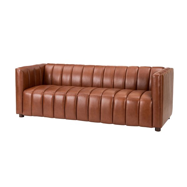 Ulysses Genuine Leather Channel Tufted 83 Inch Sofa 1
