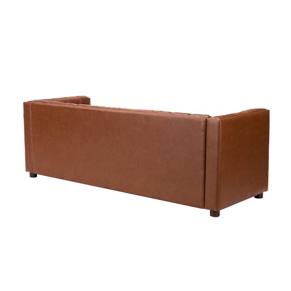 Ulysses Genuine Leather Channel Tufted 83 Inch Sofa 2