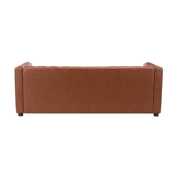 Ulysses Genuine Leather Channel Tufted 83 Inch Sofa 3
