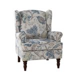 Umberto Blue Linen Wingback Armchair 7 Umberto Blue Linen Wingback Armchair