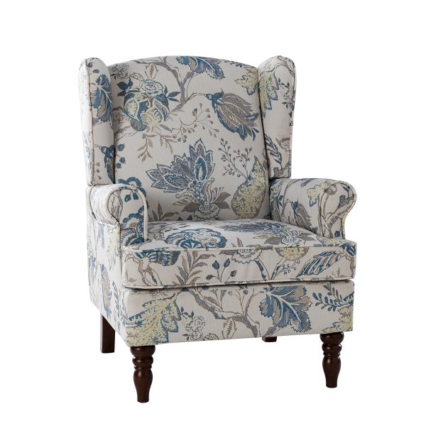 Umberto Blue Linen Wingback Armchair 1