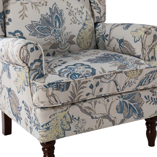 Umberto Blue Linen Wingback Armchair 4