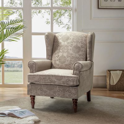 Umberto Brocade Wingback Accent Armchair