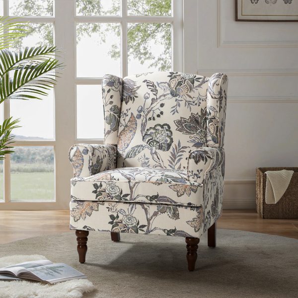 Umberto Green Linen Wingback Armchair