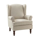 Umberto Tan Linen Wingback Accent Armchair
