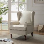 Umberto Tan Linen Wingback Accent Armchair