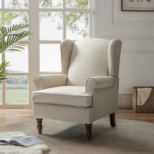 Umberto Tan Linen Wingback Accent Armchair