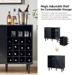 Undine Black Mid-Century Modern Bar Buffet Cabinet
