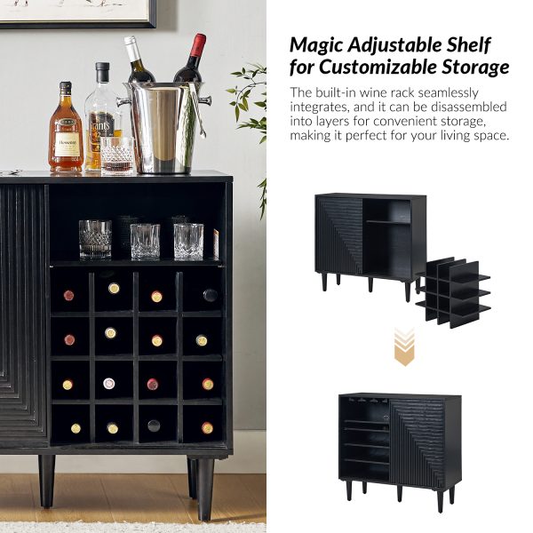 Undine Black Mid Century Modern Bar Buffet Cabinet 2