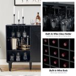 Undine Black Mid-Century Modern Bar Buffet Cabinet