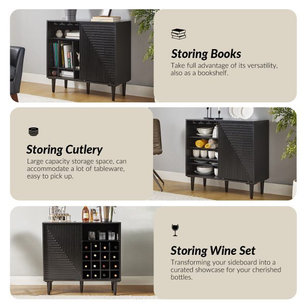 Undine Black Mid Century Modern Bar Buffet Cabinet 4