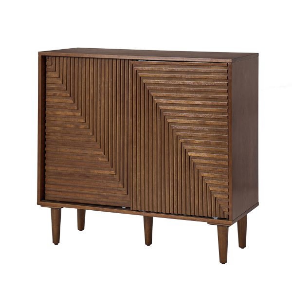 Undine Walnut Mid Century Modern Bar Cabinet with Wine Rack 1