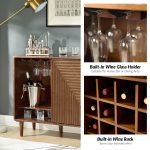Undine Walnut Mid-Century Modern Bar Cabinet with Wine Rack