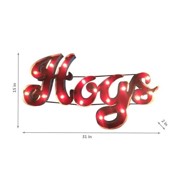 Univ of Arkansas Hogs Lighted Recycled Metal Sign 2