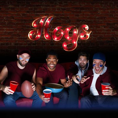 Univ of Arkansas-Hogs Lighted Recycled Metal Sign