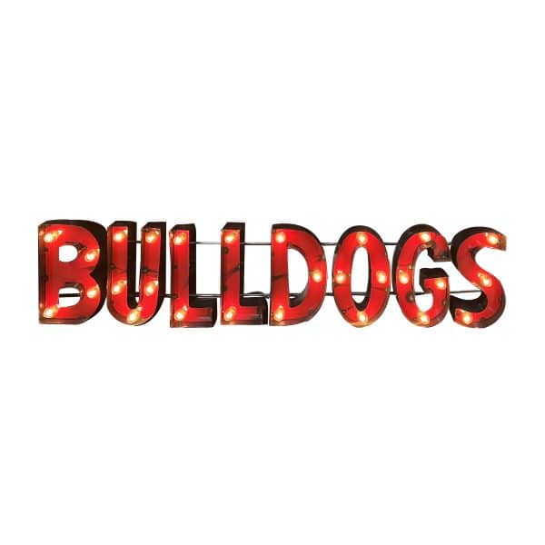 Univ of Georgia Bulldogs Lighted Recycled Metal Sign 2
