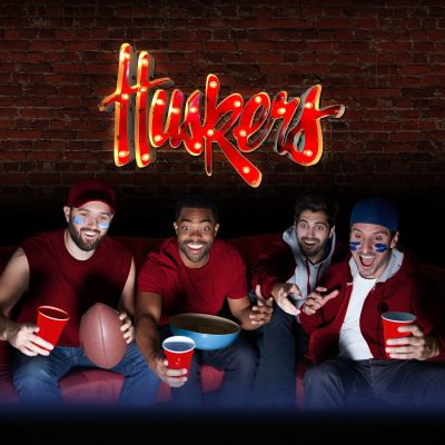 Univ of Nebraska-Huskers Lighted Recycled Metal Sign