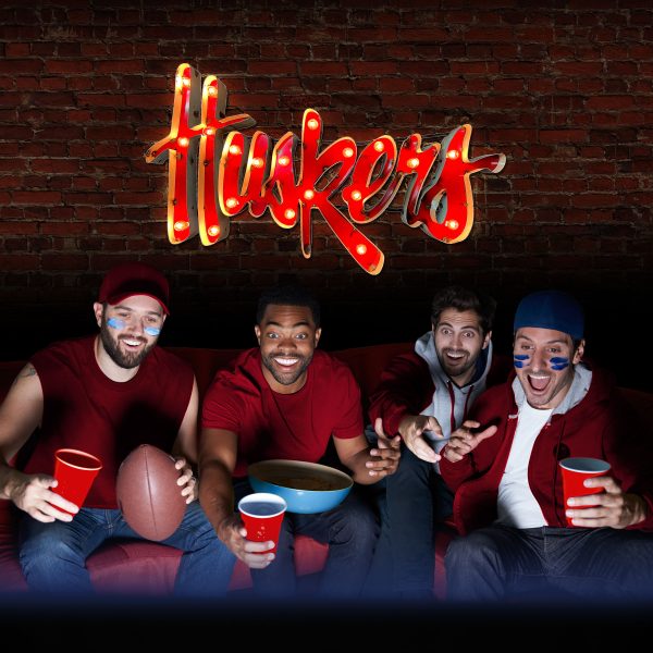 Univ of Nebraska Huskers Lighted Recycled Metal Sign